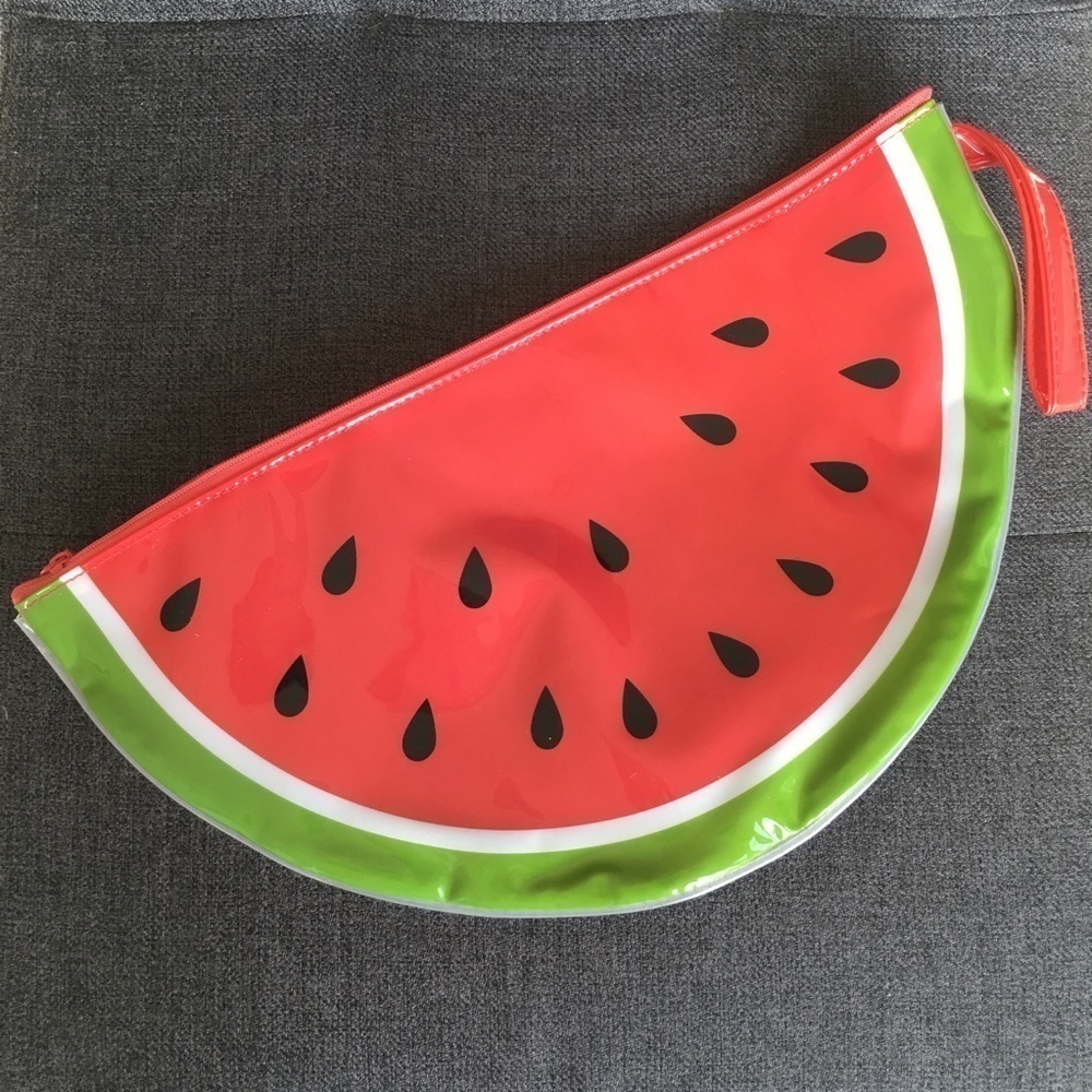 Watermelon Patent Zippered Clutch, Travel Case, Makeup Bag, Beach Bag